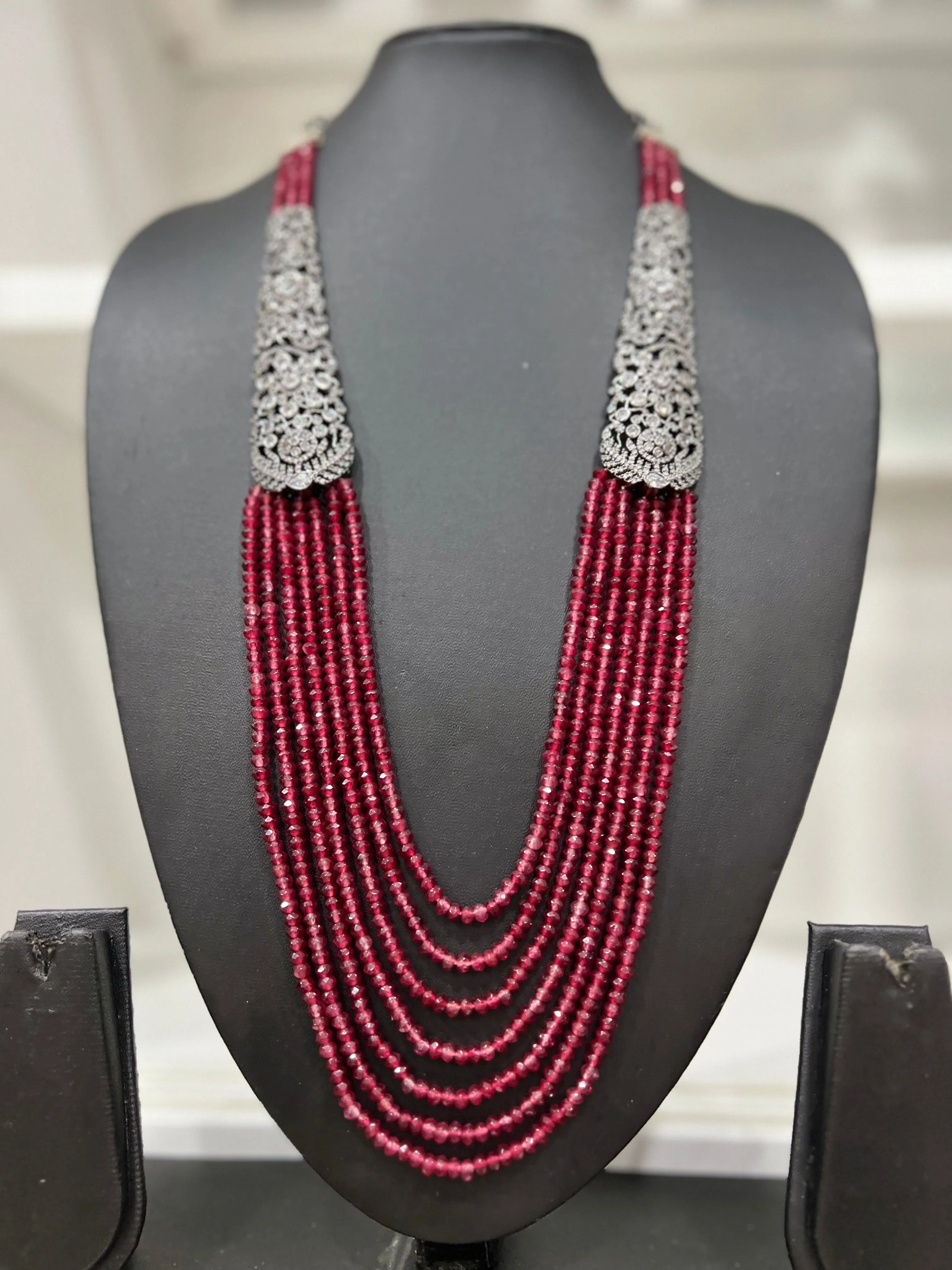 Victorian CZ Multilayer Beaded Necklace