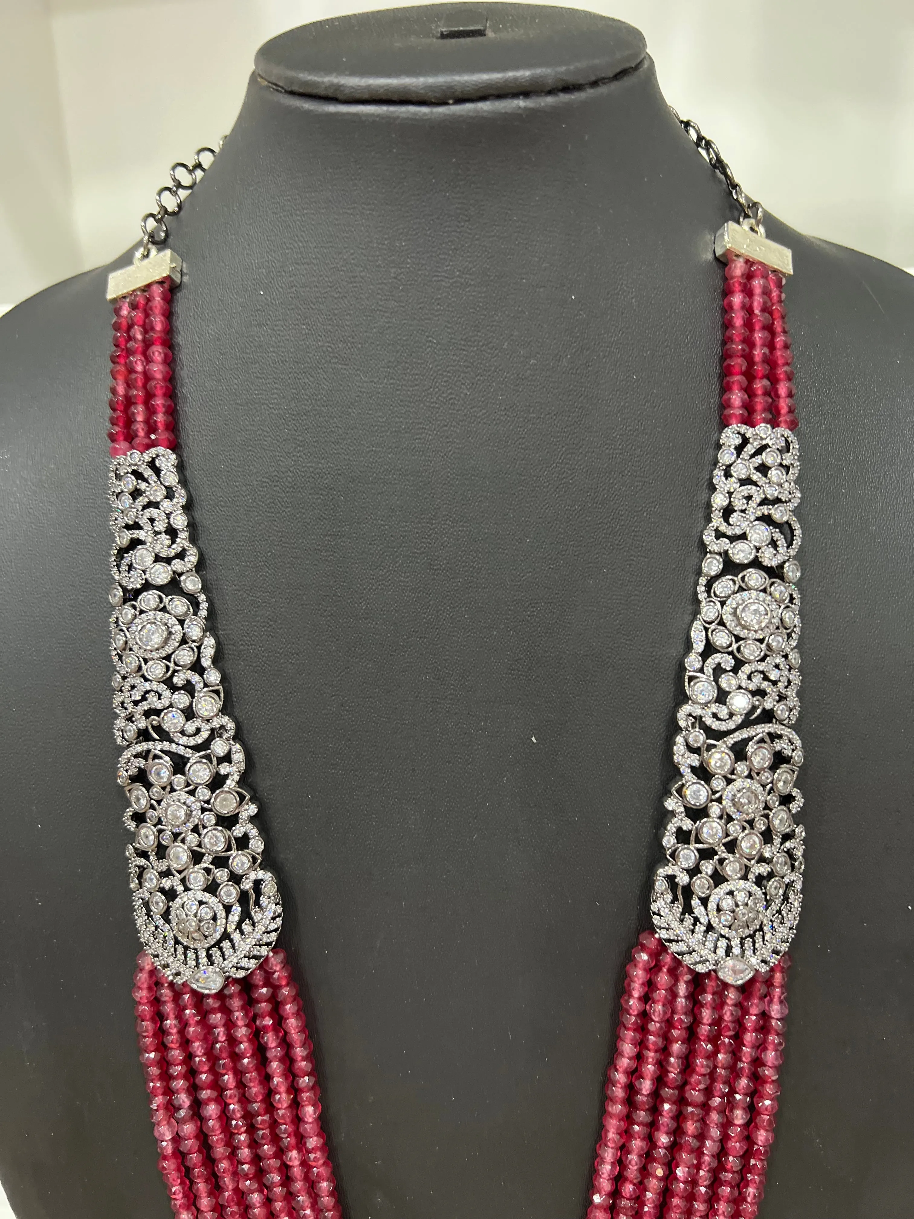 Victorian CZ Multilayer Beaded Necklace