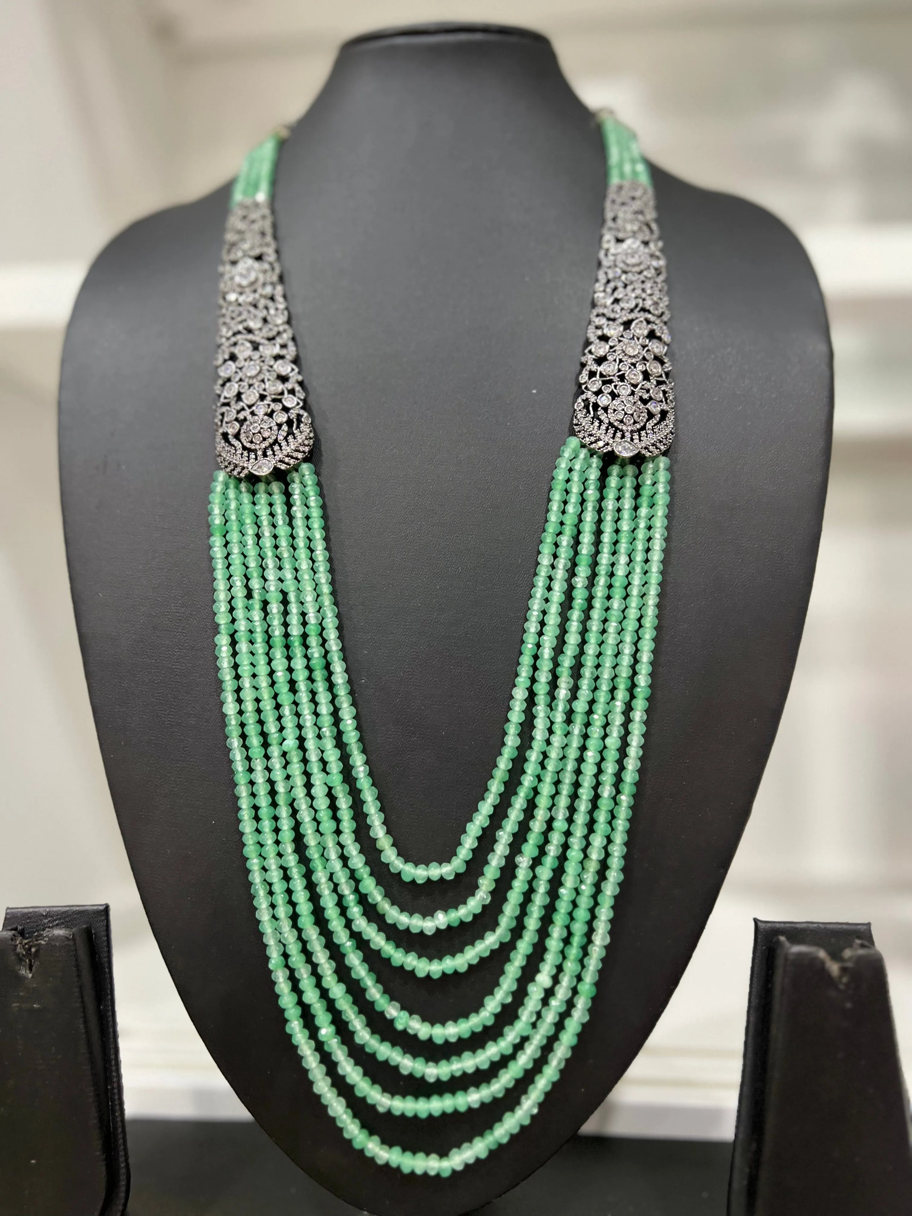 Victorian CZ Multilayer Beaded Necklace
