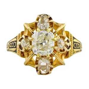 Victorian Engagement Ring, Cushion cut 1.27ct.