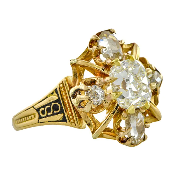 Victorian Engagement Ring, Cushion cut 1.27ct.