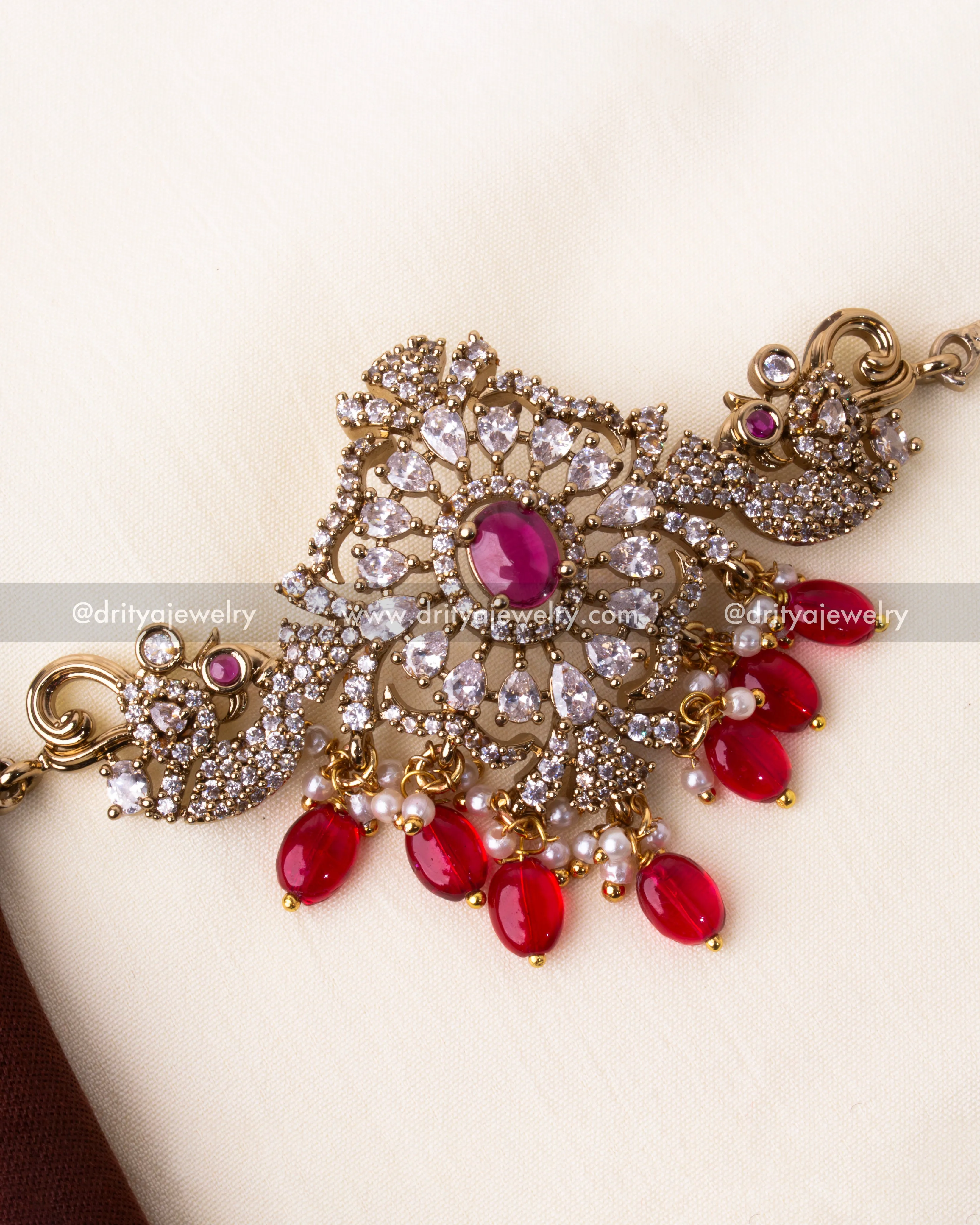 Victorian Ruby Stone Choker Set with Matching Studs