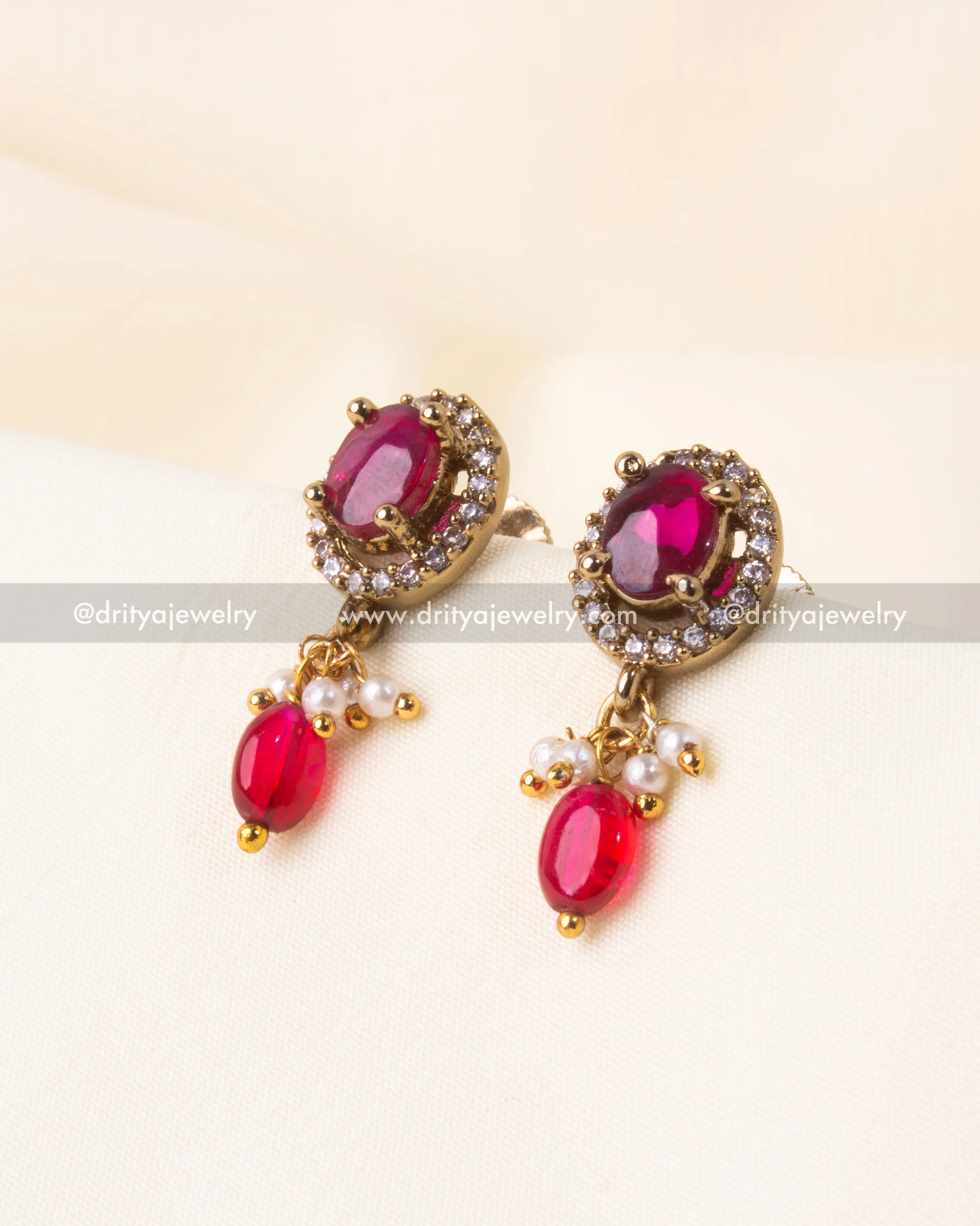 Victorian Ruby Stone Choker Set with Matching Studs