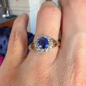 Victorian Sapphire & Diamond Cluster Ring