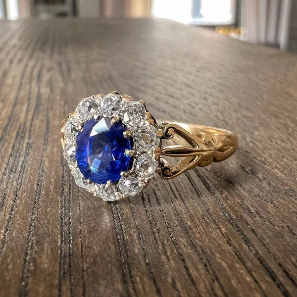 Victorian Sapphire & Diamond Cluster Ring