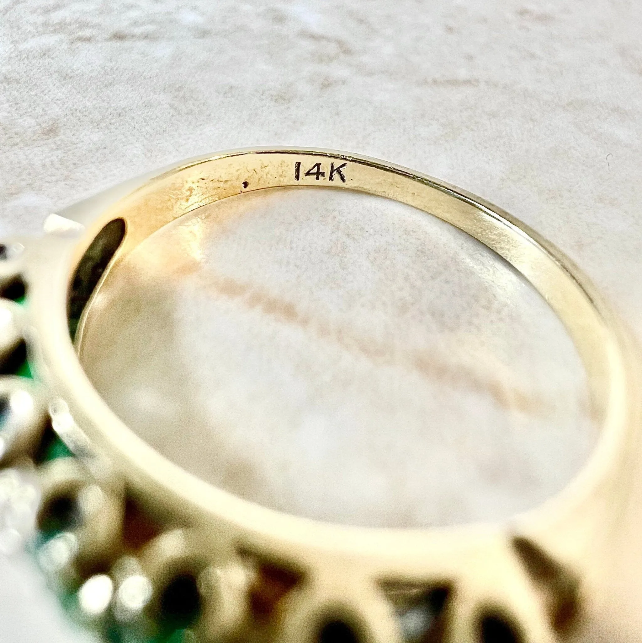 Vintage 14 Karat Yellow Gold Natural Emerald Seven-Stone Band Ring