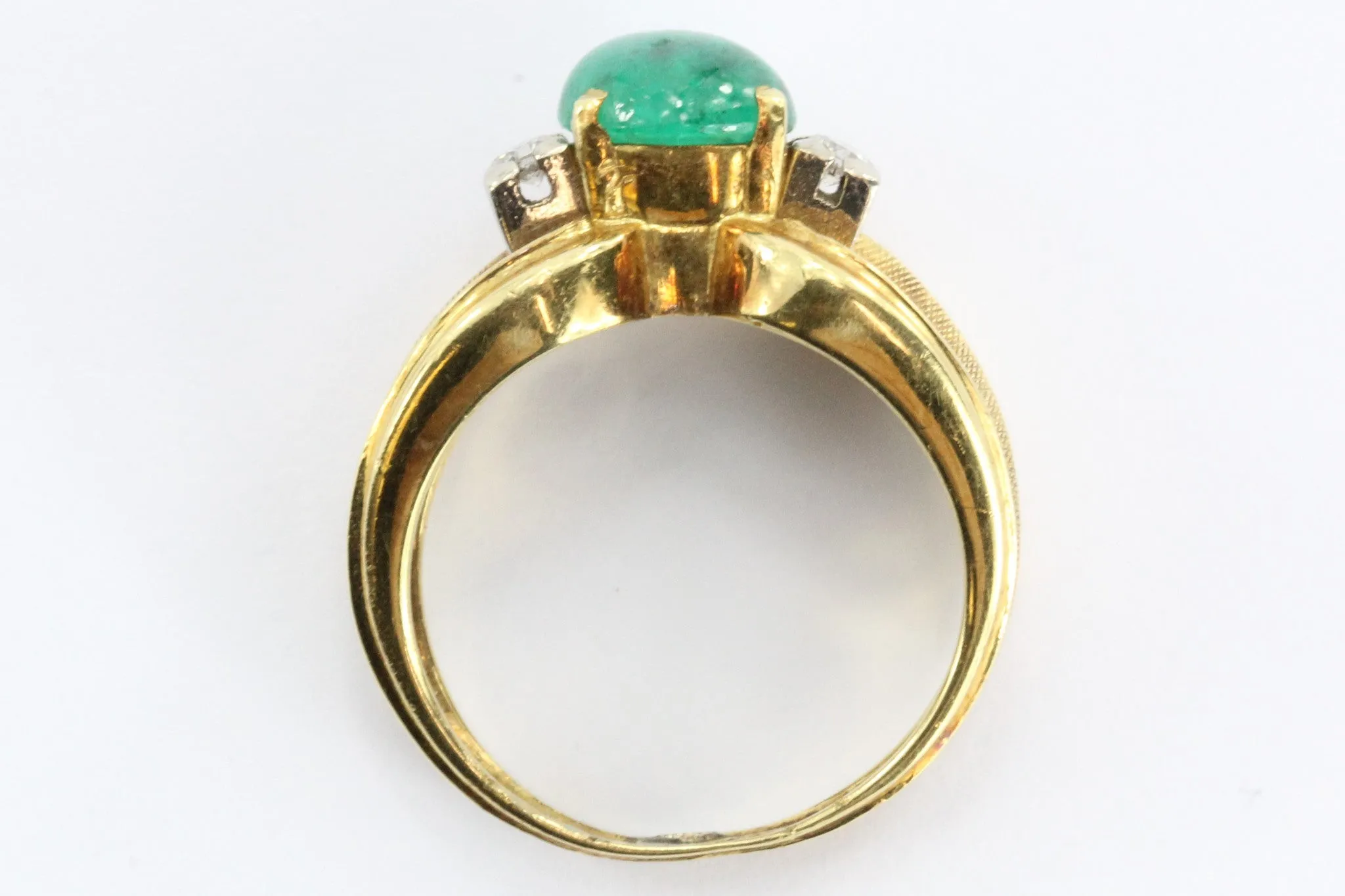 Vintage 18K Gold Gubelin 1.65 Emerald & Diamond Ring