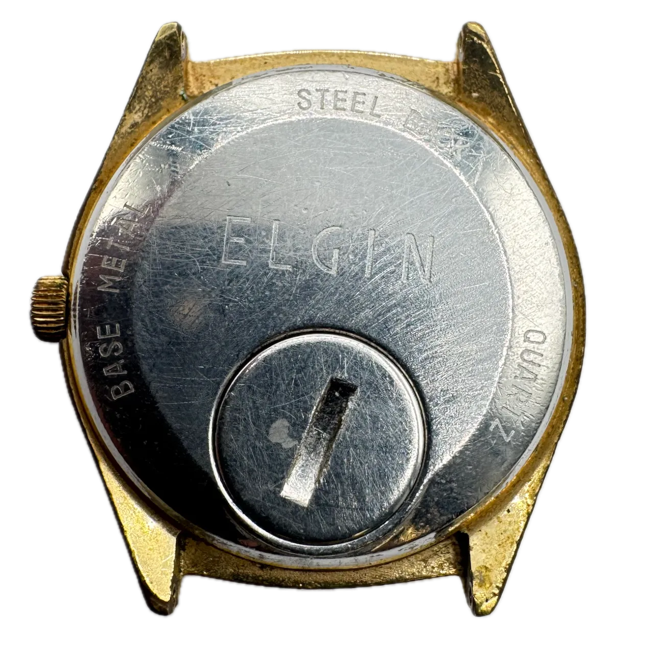 Vintage 20.5mm Elgin Scale Dial Men's Quartz Wristwatch Swiss Gold Tone