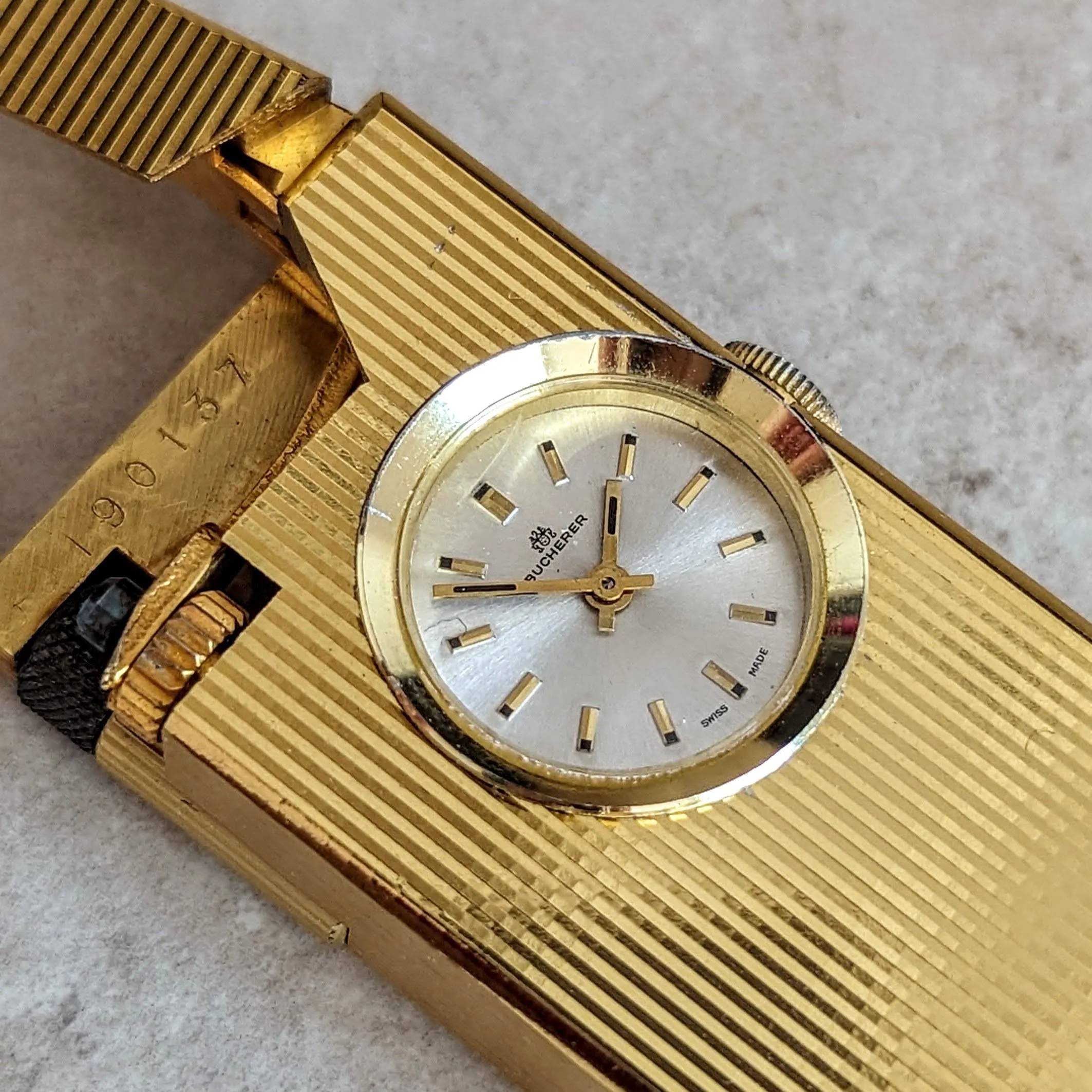 Vintage BUCHERER Clock-Ligther Swiss Made Mechanical Watch 17 Jewels – In BOX!