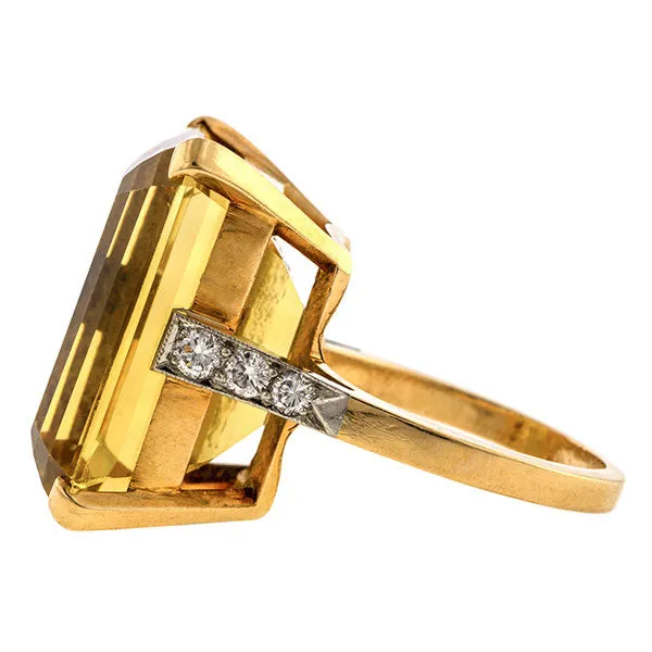 Vintage Citrine & Diamond Cocktail Ring