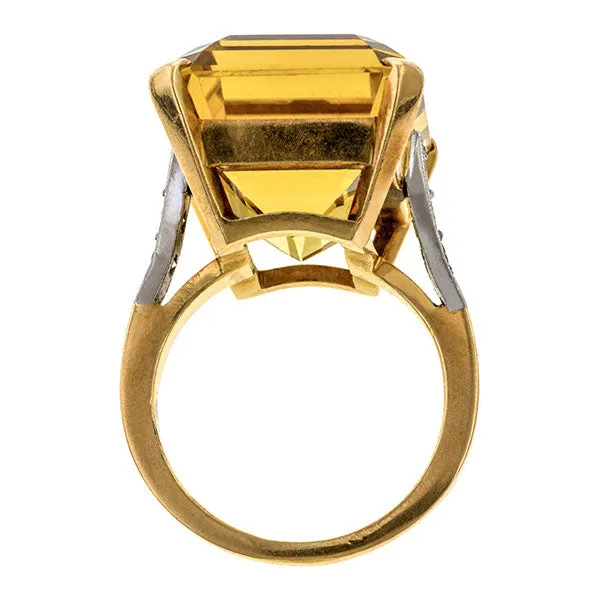 Vintage Citrine & Diamond Cocktail Ring