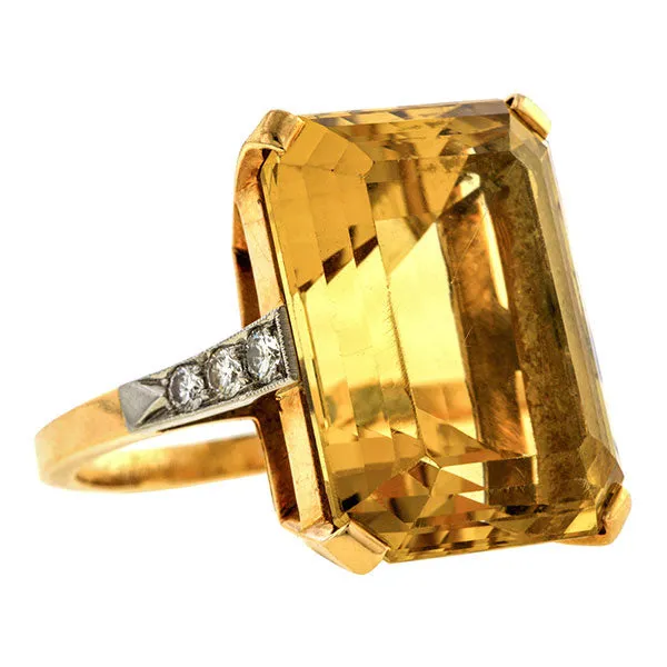 Vintage Citrine & Diamond Cocktail Ring
