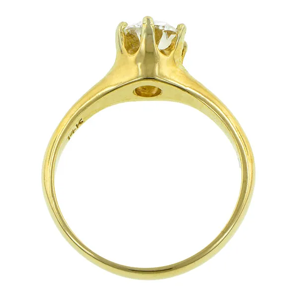 Vintage Diamond Solitaire Engagement Ring; Cushion Brilliant 1.04ct