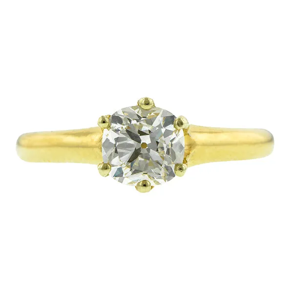 Vintage Diamond Solitaire Engagement Ring; Cushion Brilliant 1.04ct