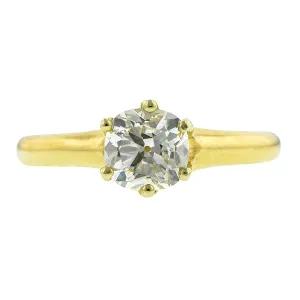 Vintage Diamond Solitaire Engagement Ring; Cushion Brilliant 1.04ct