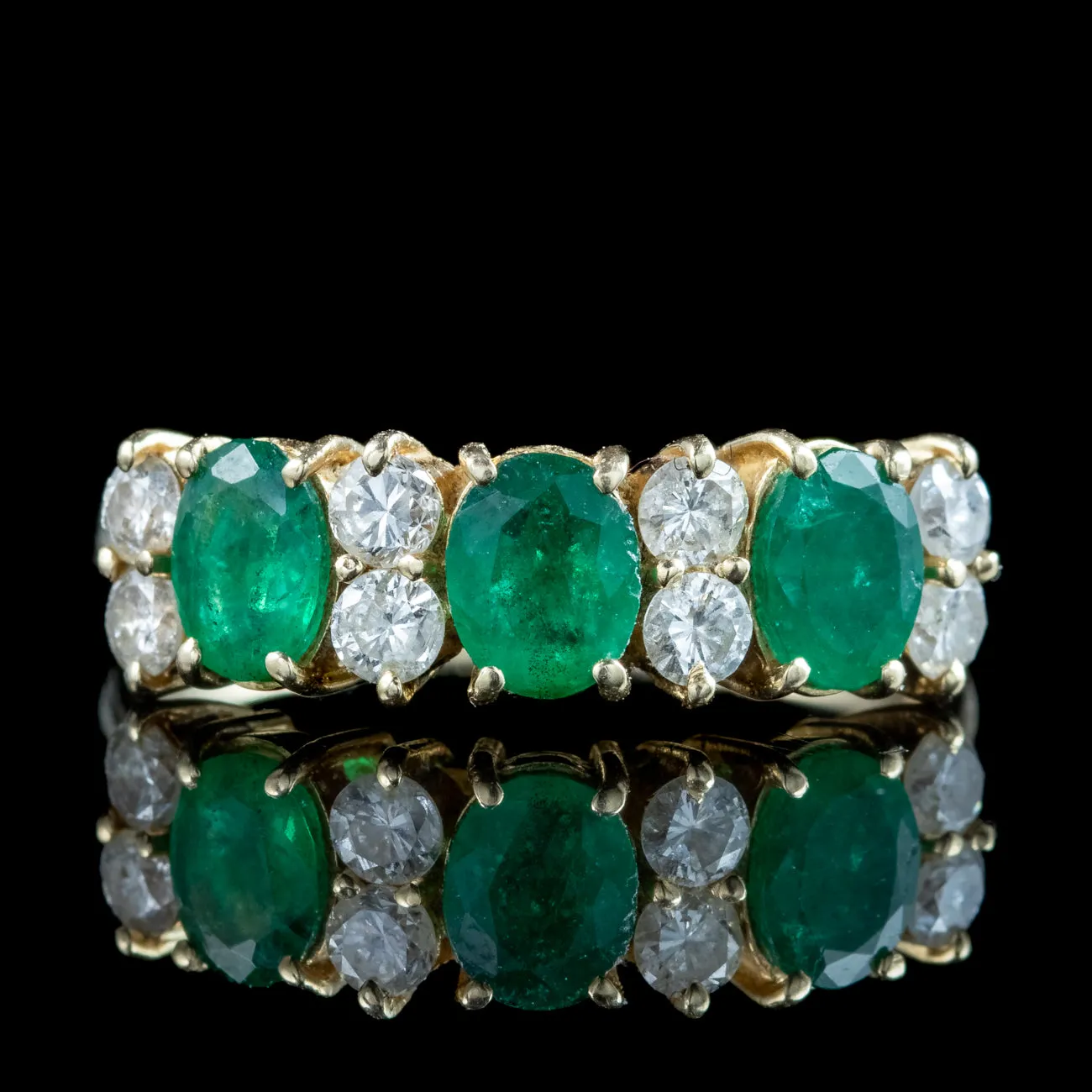 Vintage Emerald Diamond Ring 1.8ct Emerald
