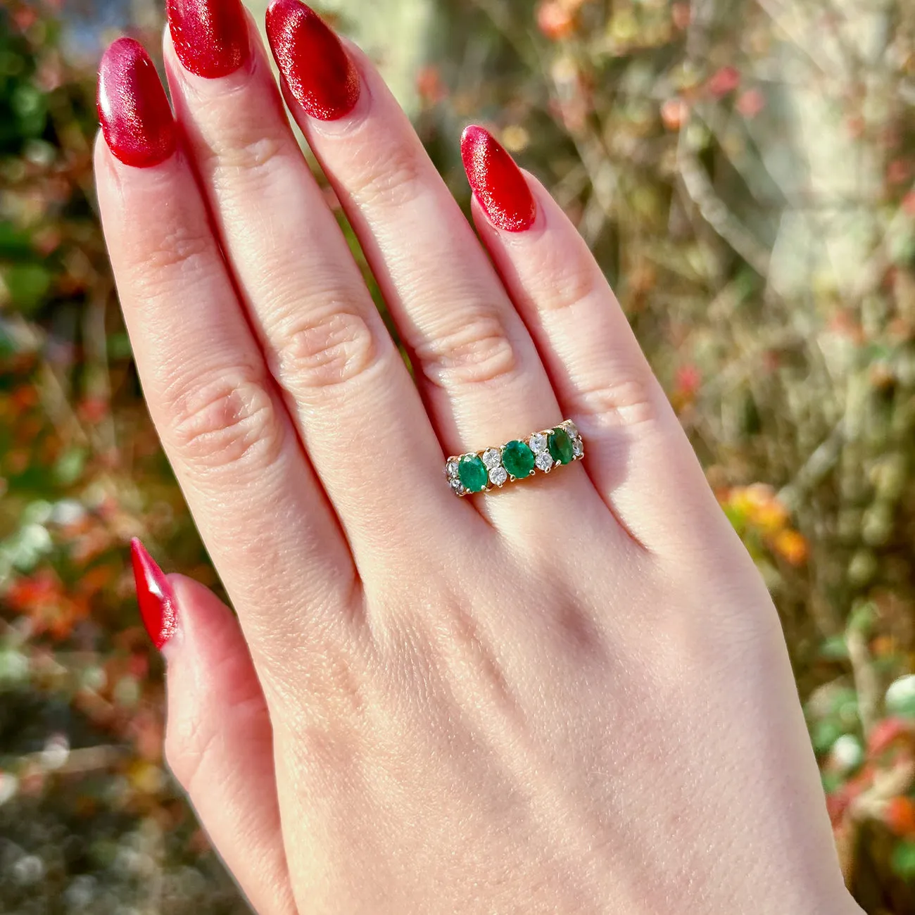 Vintage Emerald Diamond Ring 1.8ct Emerald