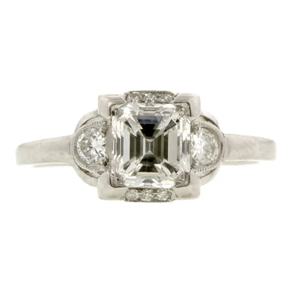 Vintage Engagement Ring, Emerald cut 1.02ct