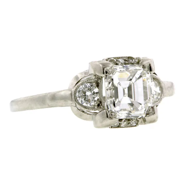Vintage Engagement Ring, Emerald cut 1.02ct