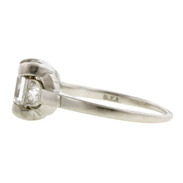 Vintage Engagement Ring, Emerald cut 1.02ct