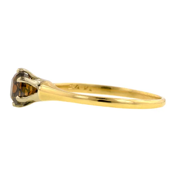 Vintage Fancy Brown Diamond Solitaire Engagement Ring, Cushion 0.56ct