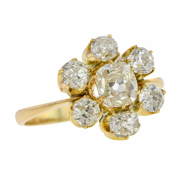Vintage Flowerhead Engagement Ring Cushion 1.04ct