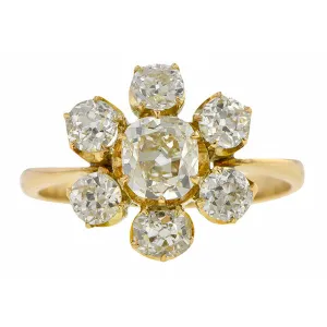 Vintage Flowerhead Engagement Ring Cushion 1.04ct