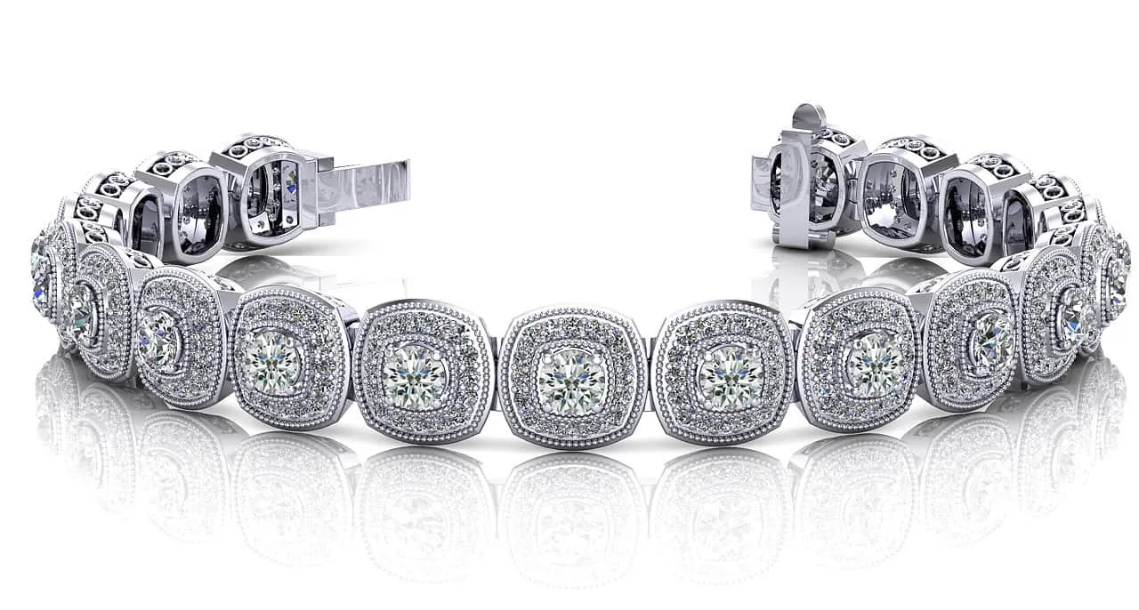 Vintage Inspired Fancy Diamond Bracelet with 4.23 ct.(finished) 1.1mm, 2.8mm