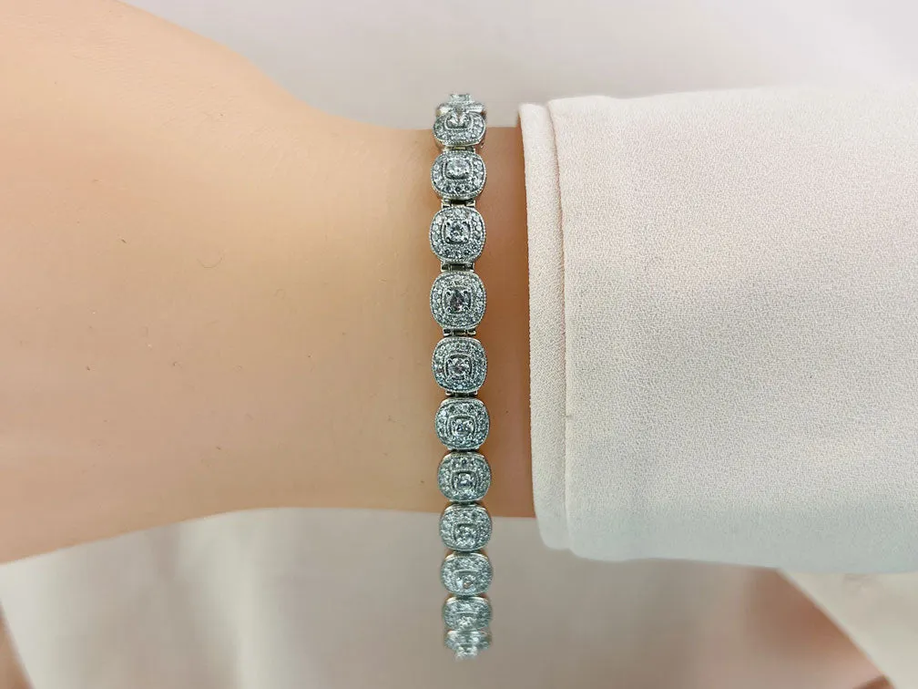 Vintage Inspired Fancy Diamond Bracelet with 4.23 ct.(finished) 1.1mm, 2.8mm