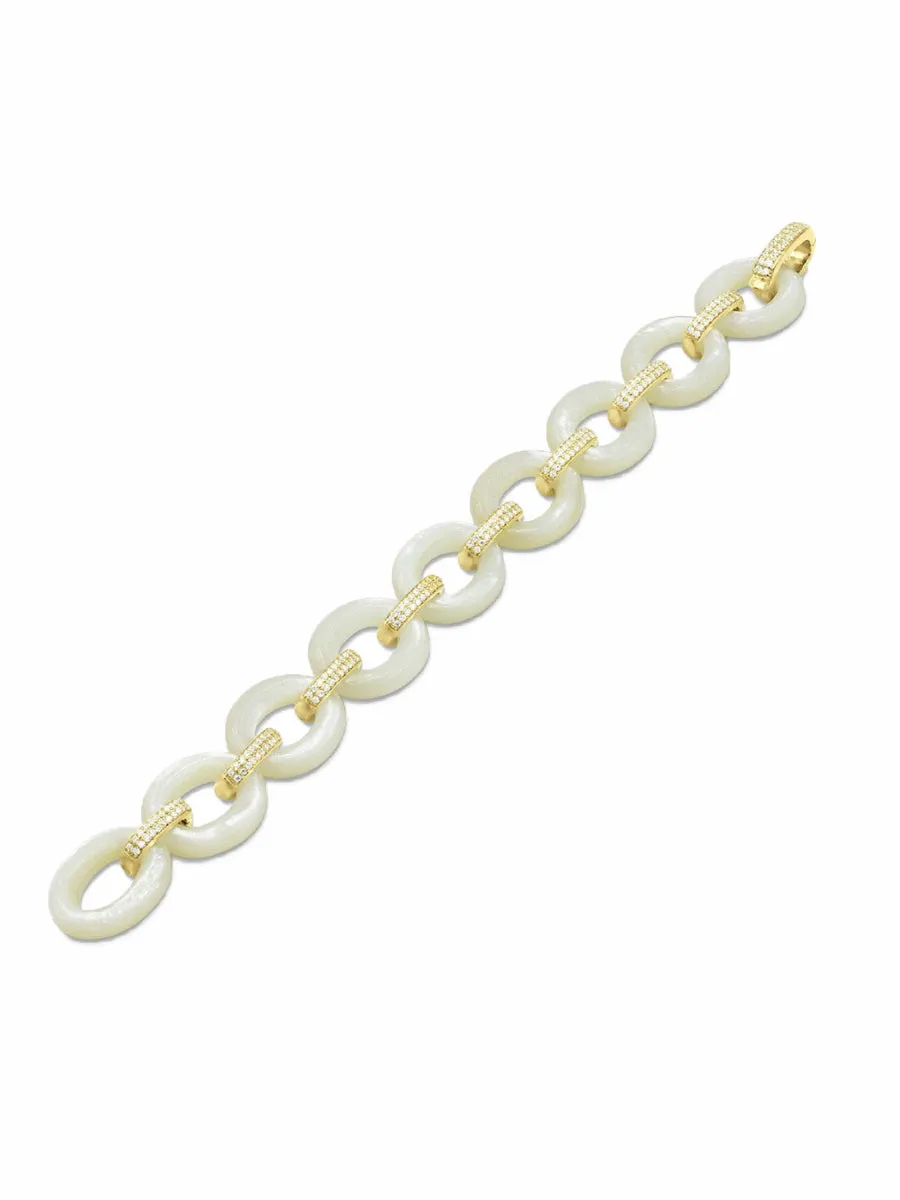 Vintage Mother of Pearl Chunky Chain Bracelet