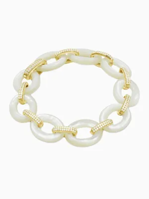 Vintage Mother of Pearl Chunky Chain Bracelet