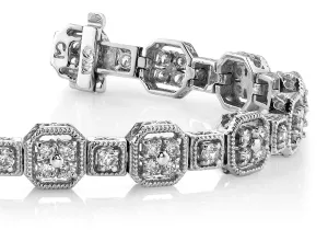 Vintage Quad Square Diamond Bracelet with 5.04 ct.(finished) 2.6mm, 3.3mm