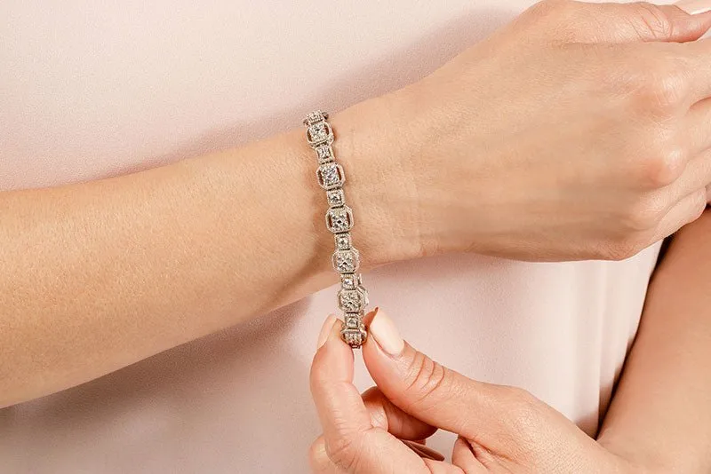 Vintage Quad Square Diamond Bracelet with 5.04 ct.(finished) 2.6mm, 3.3mm