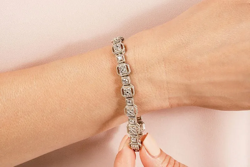 Vintage Quad Square Diamond Bracelet with 5.04 ct.(finished) 2.6mm, 3.3mm