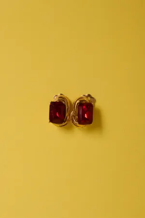 Vintage Ruby Clip-On Earrings