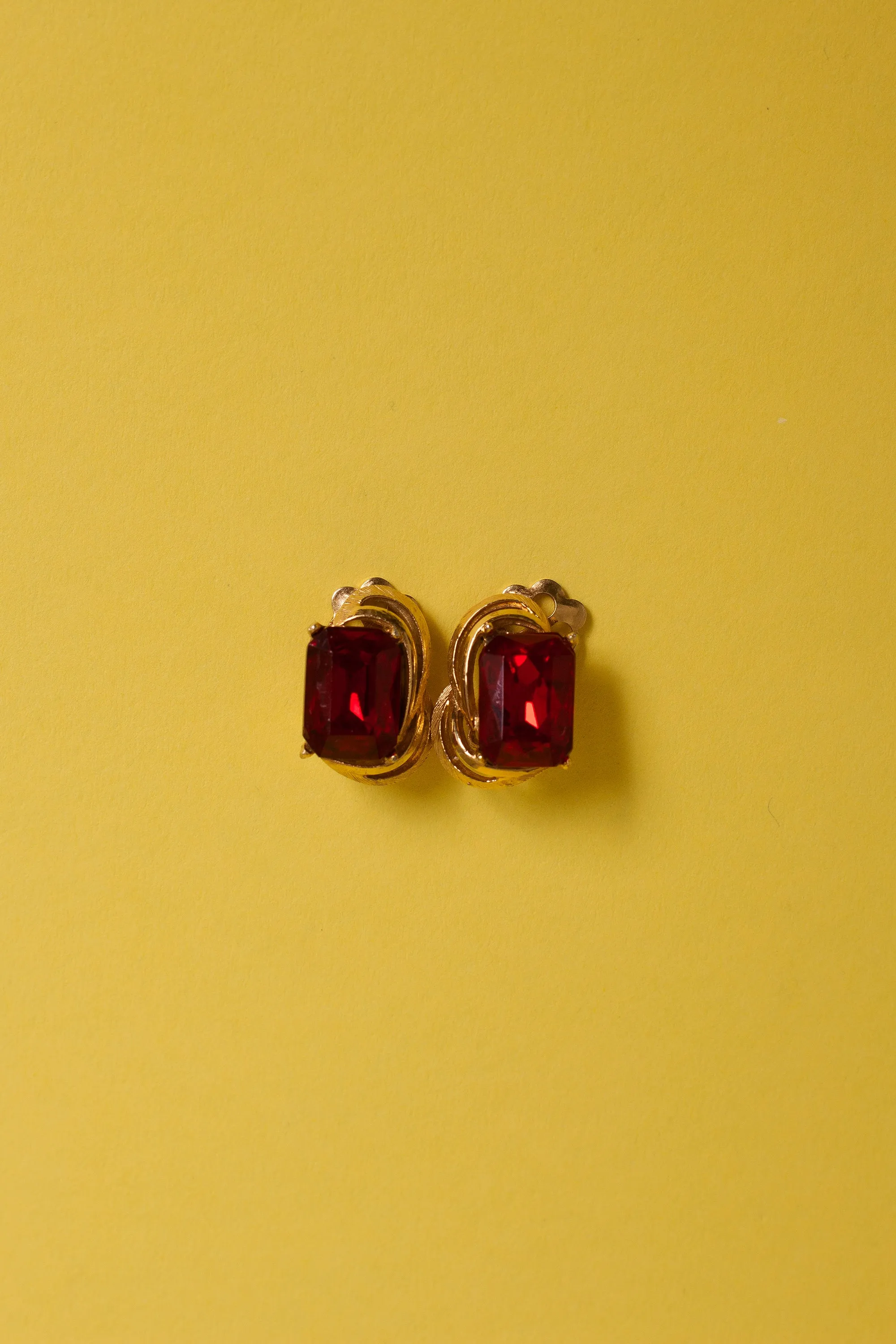 Vintage Ruby Clip-On Earrings