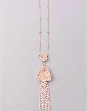 Vintage Snoot Starfringe Double Druzy Necklace in Rose Gold