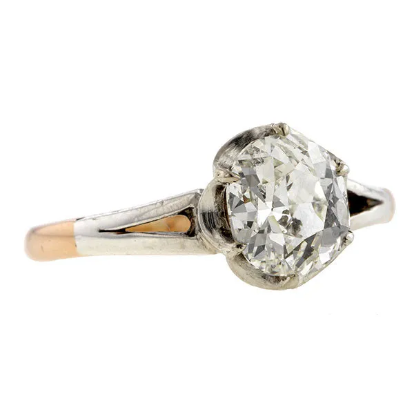 Vintage Solitaire Engagement Ring, Cushion 1.58ct
