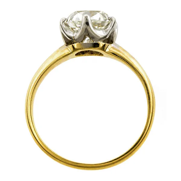 Vintage Solitaire Engagement Ring, Cushion 2.08ct