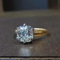 Vintage Solitaire Engagement Ring, Cushion 2.08ct