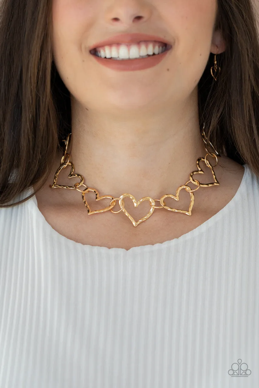 Vintagely Valentine Gold Paparazzi Necklace