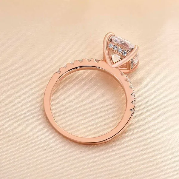 VIP 9K Rose Gold 3.0ct Cushion Cut White Sapphire Engagement Ring