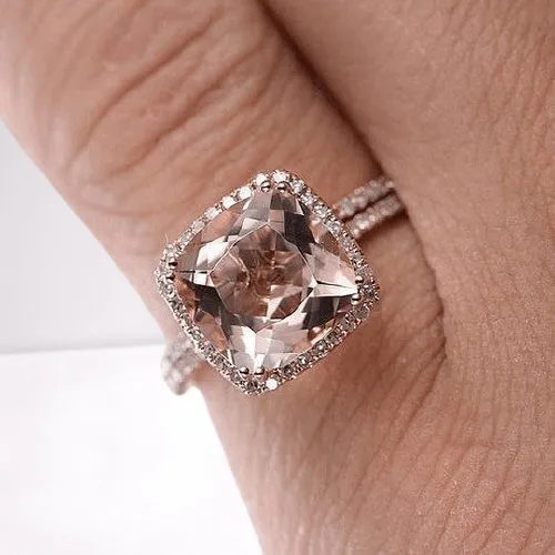 VIP MG Dream Ring- Morganite 5.0 Twc Carat Cushion Cut