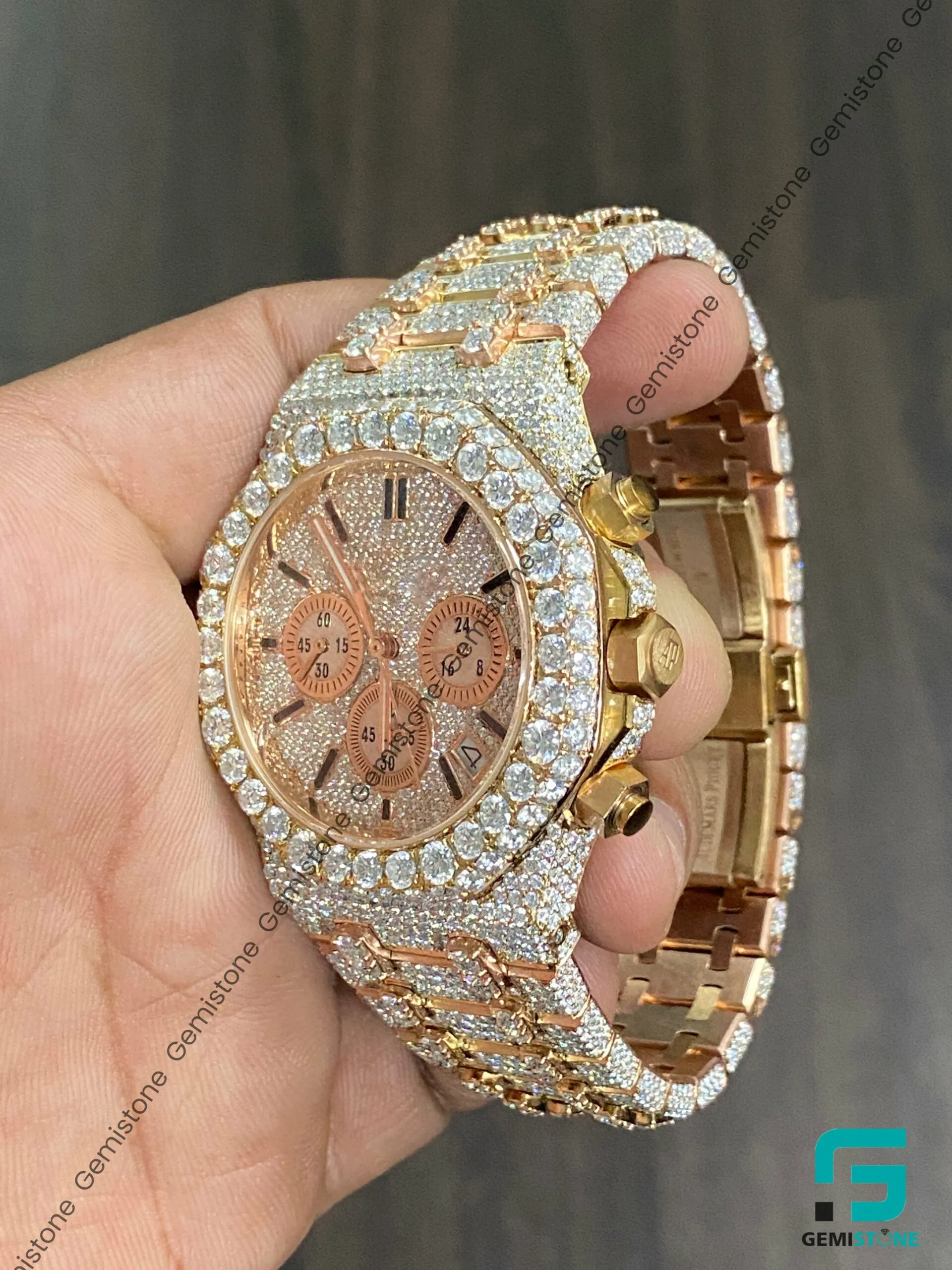 VVS Diamond Full Studded Chronograph Automatic Watch