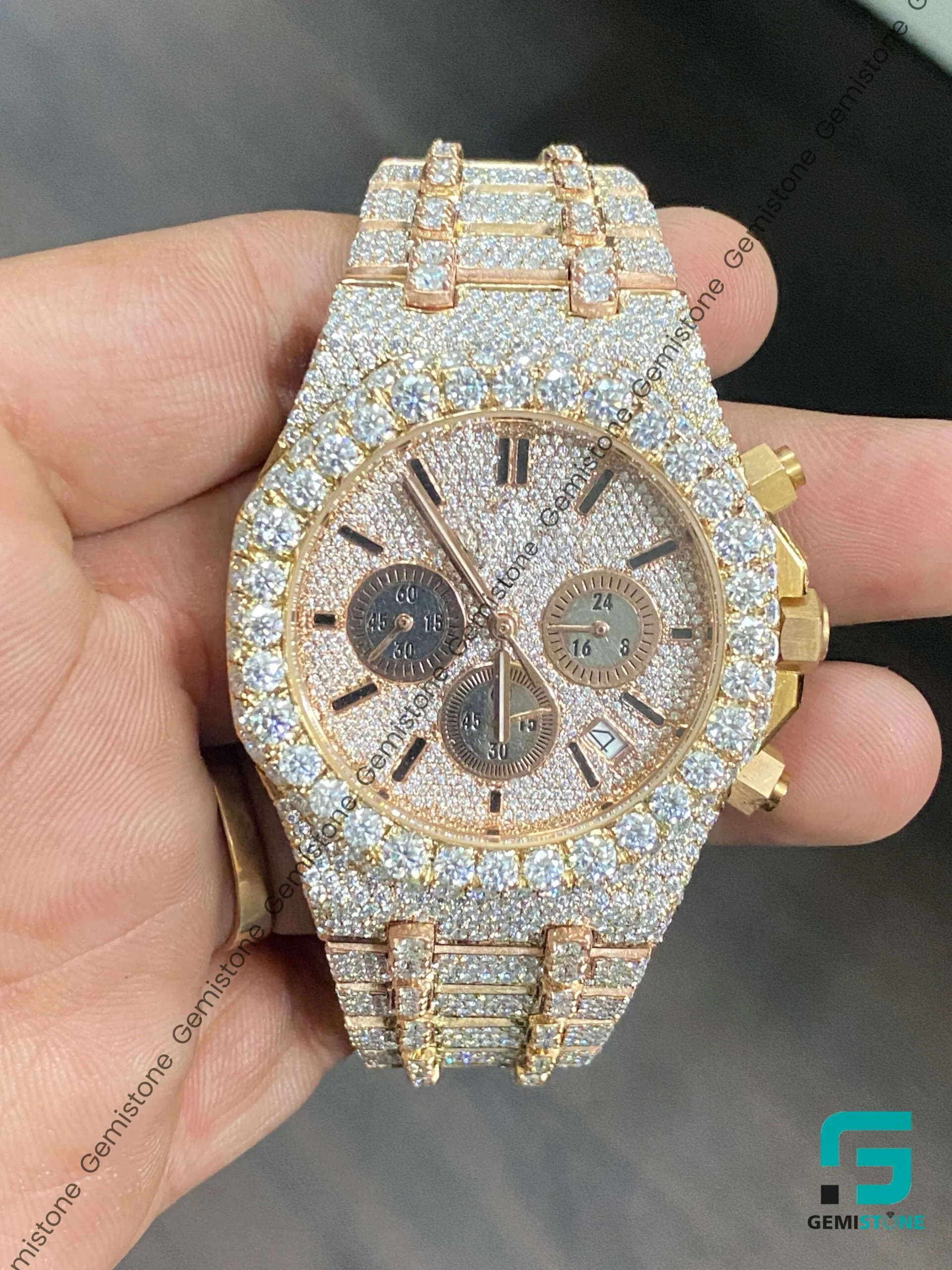 VVS Diamond Full Studded Chronograph Automatic Watch