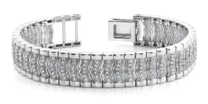 Wavy Diamond Link Mens Lab-Grown Diamond Bracelet with 3.02 ct.(finished) 1.5mm