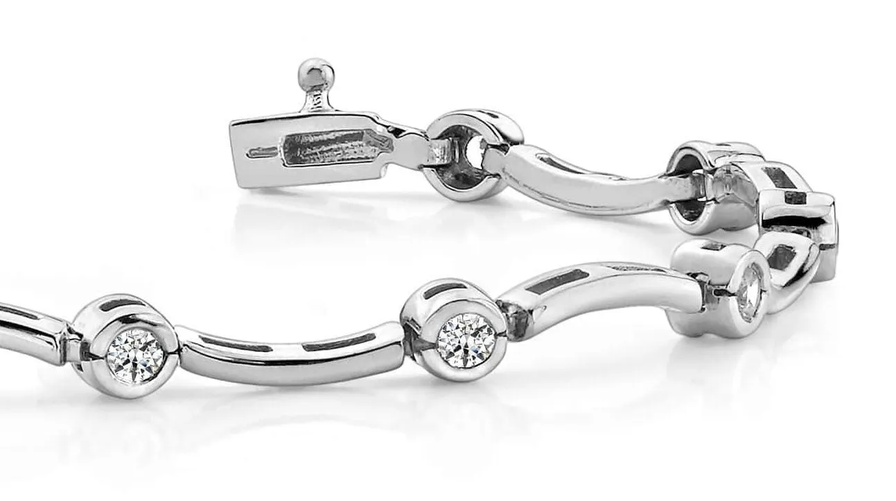 Wavy H Link Diamond Bracelet with 0.48 ct.(finished) 2.2mm