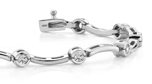 Wavy H Link Diamond Bracelet with 0.48 ct.(finished) 2.2mm