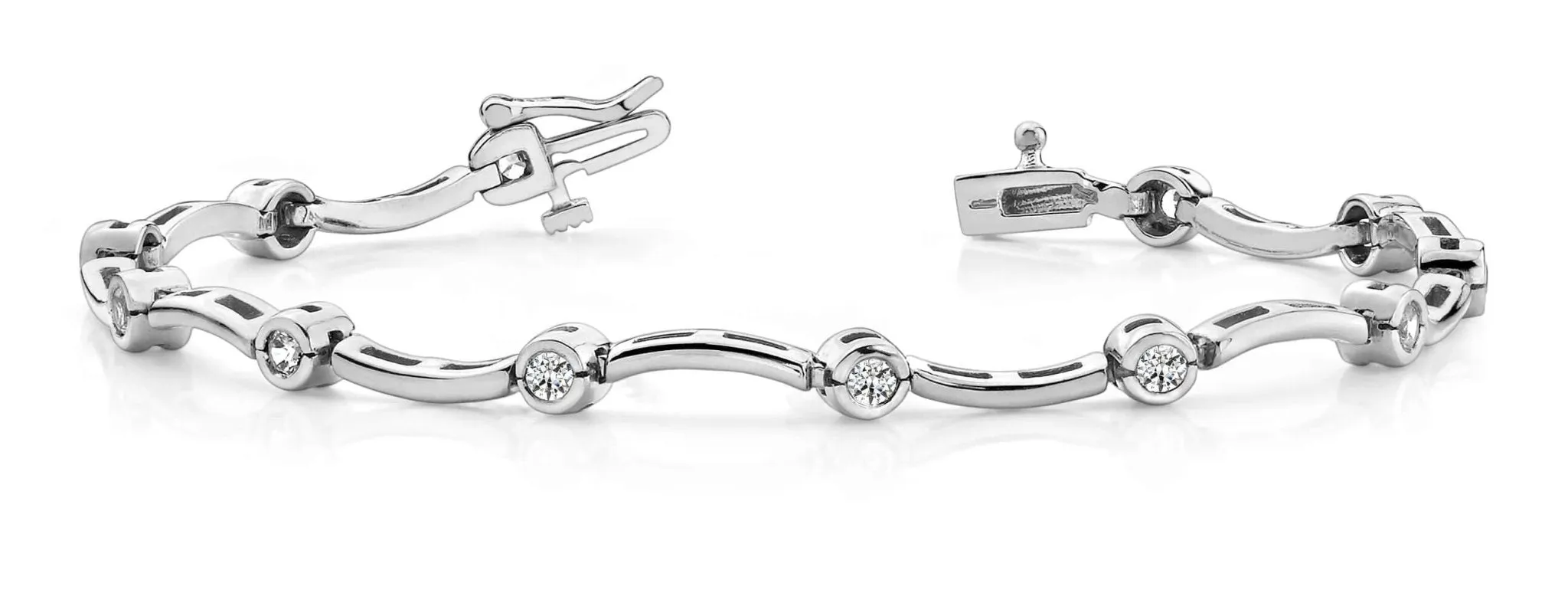 Wavy H Link Diamond Bracelet with 0.48 ct.(finished) 2.2mm