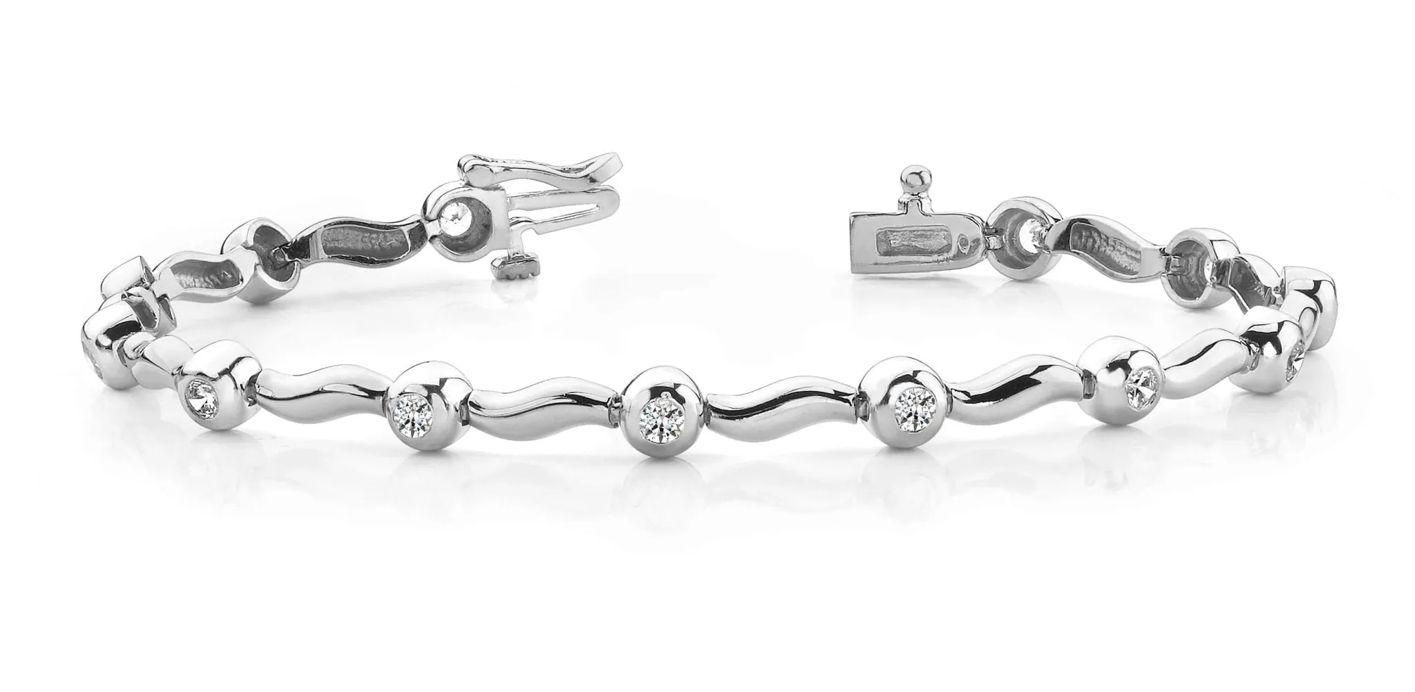 Wavy Link Diamond Bracelet with 0.52 ct.(finished) 2.25mm